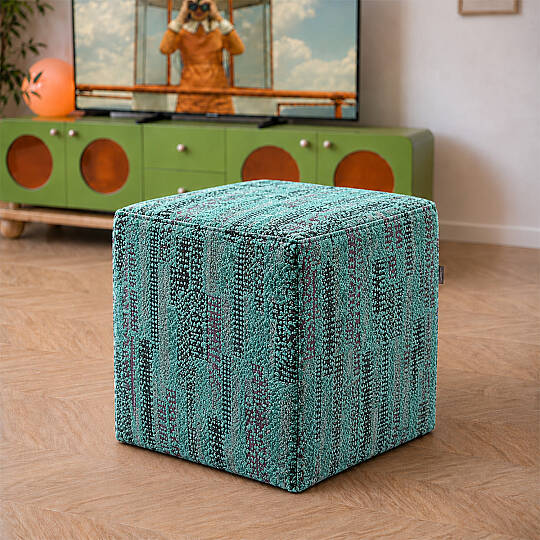 Çok Amaçlı Puf Qube Buklet Turkuaz 40x40x40