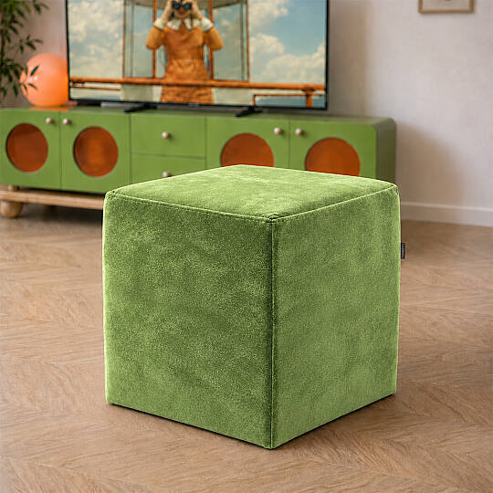 Çok Amaçlı Puf Qube Kadife Açık Yeşil 40x40x40