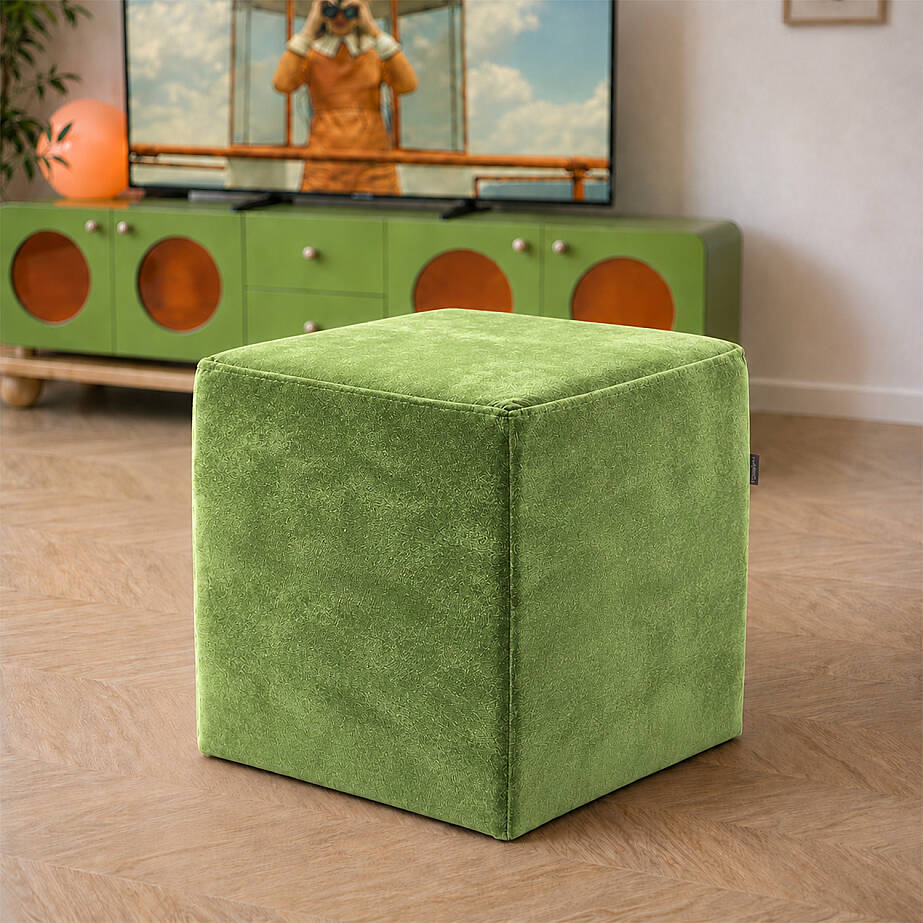 Çok Amaçlı Puf Qube Kadife Açık Yeşil 40x40x40 - 1