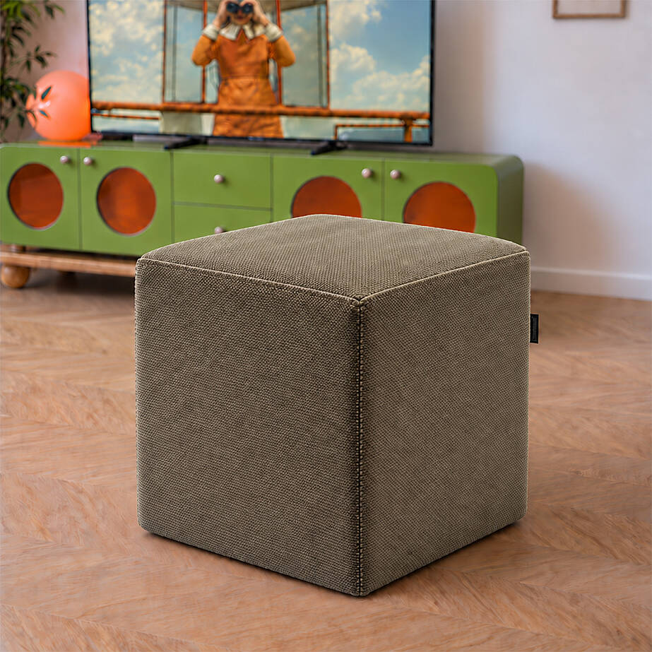 Çok Amaçlı Puf Qube Kadife Kahverengi 40x40x40 - 1