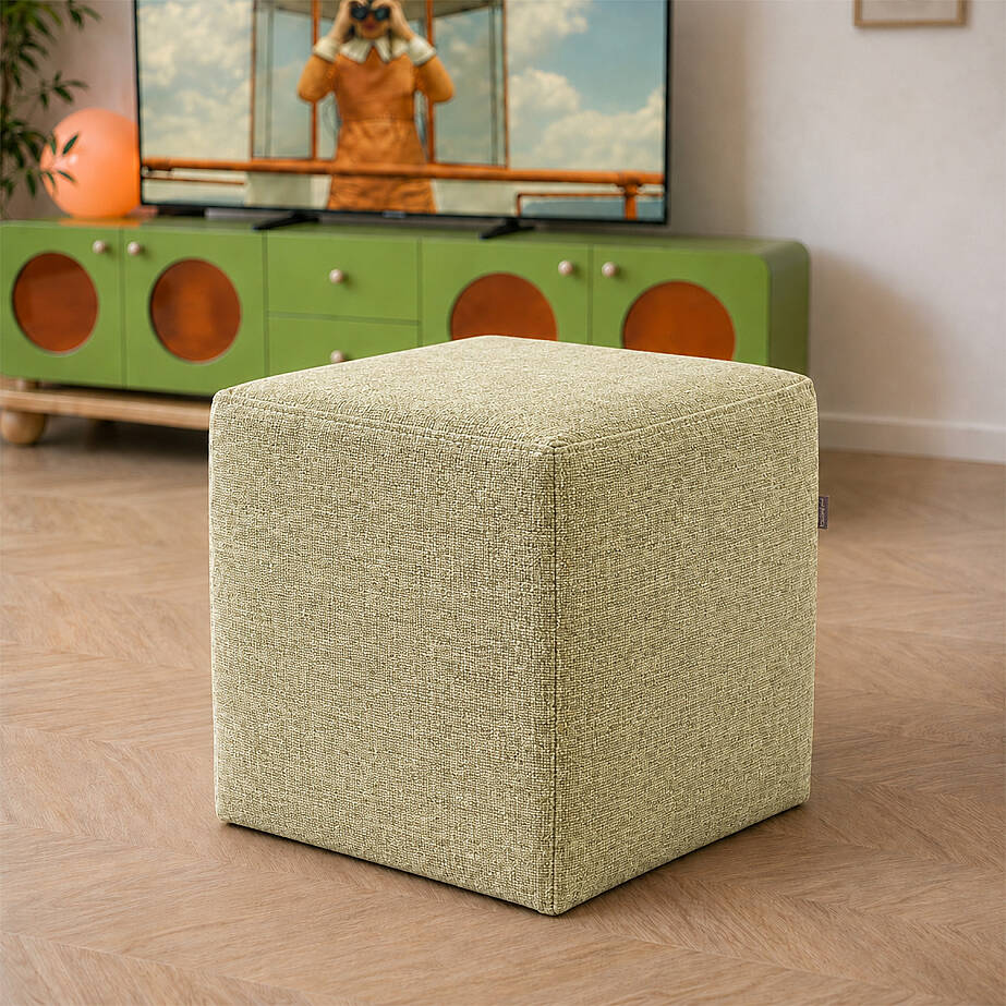 Çok Amaçlı Puf Qube Keten Bej 40x40x40 - 1