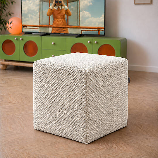 Çok Amaçlı Puf Qube Lakost Beyaz 40x40x40