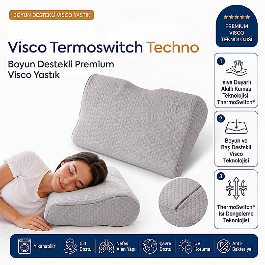 Visco TermoSwitch Techno Boyun Destekli Premium Visco Yastık 54x30 cm - 2