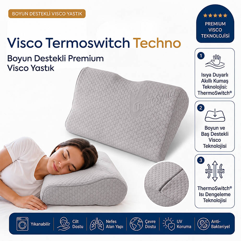 Visco TermoSwitch Techno Boyun Destekli Premium Visco Yastık 54x30 cm - 2