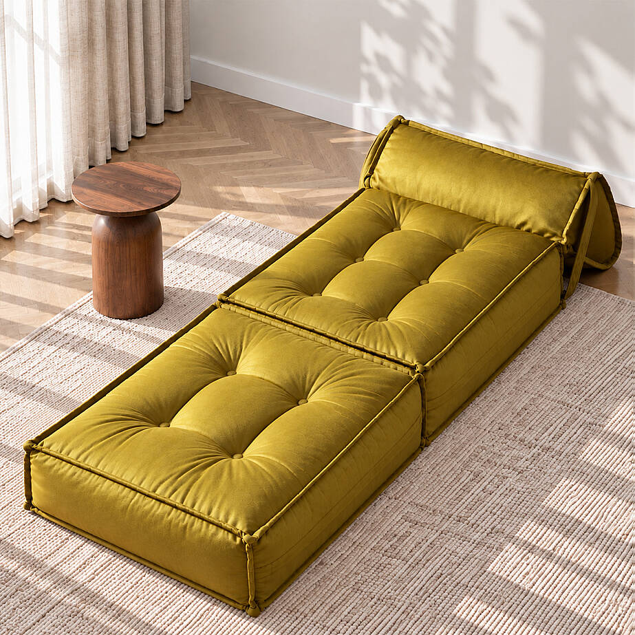 Mocca Tek Kişilik Katlanır Yatak Uzanma Koltuğu Limon Küfü - 5