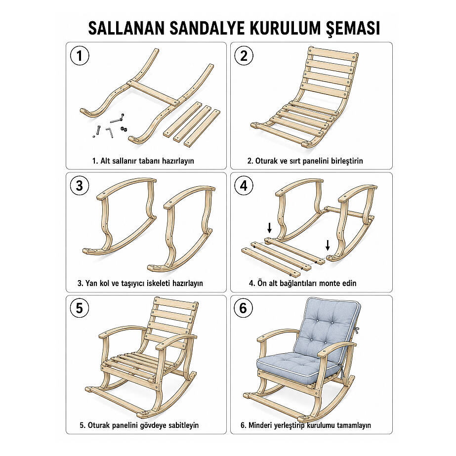 Sally Minderli Ahşap Sallanan Sandalye Kahverengi - 6