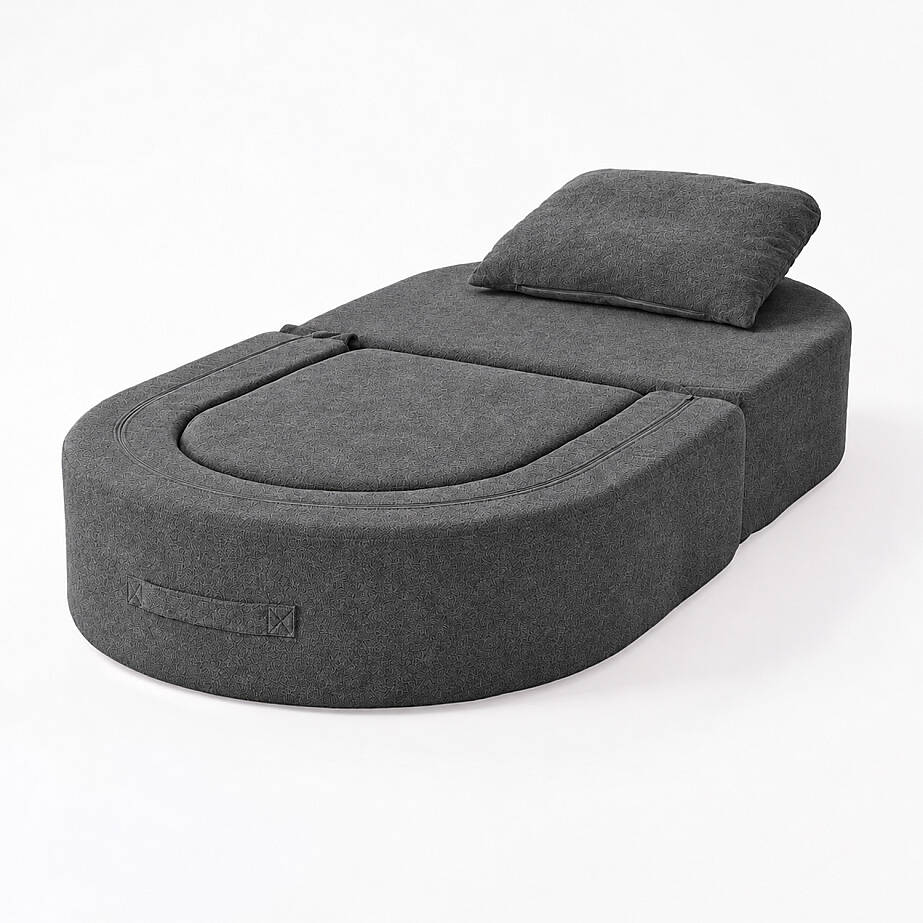 Sofa Bed Katlanır Yatak Olabilen Berjer Koltuk Puf Seti Antrasit - 2