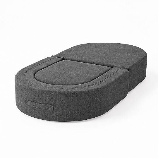 Sofa Bed Katlanır Yatak Olabilen Berjer Koltuk Puf Seti Antrasit - 5