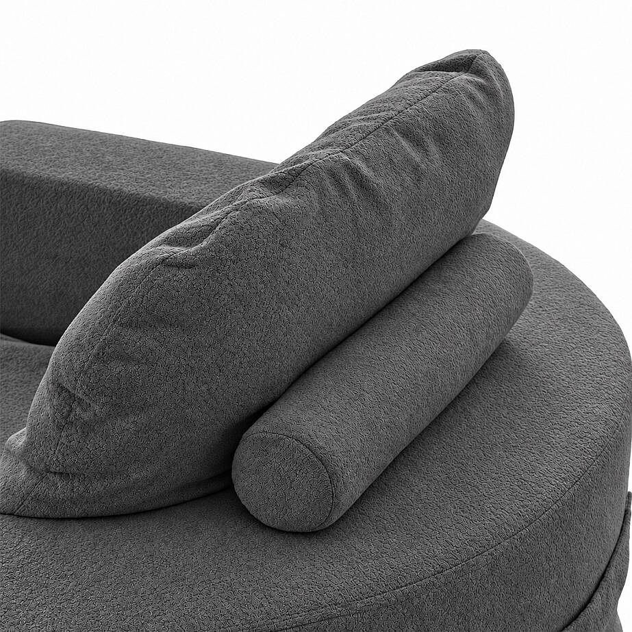 Sofa Bed Katlanır Yatak Olabilen Berjer Koltuk Puf Seti Antrasit - 6