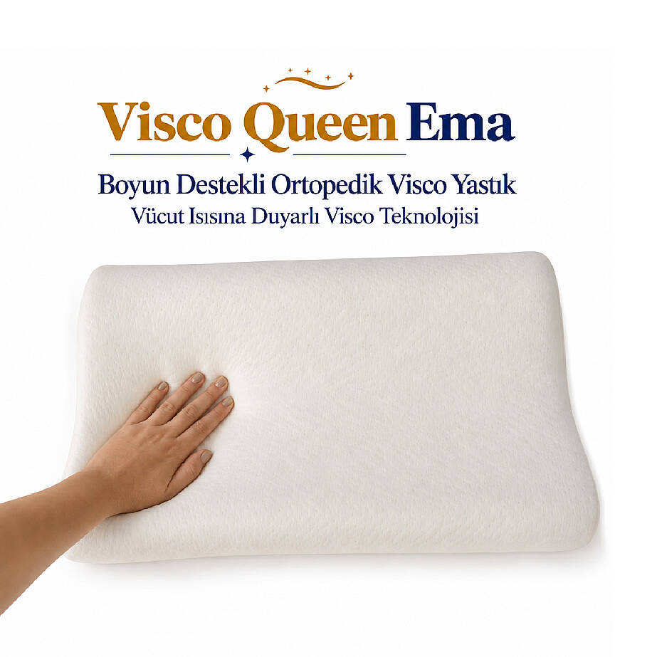 Visco Queen Ema Boyun Destekli Ortopedik Visco Yastık 55x35x12 cm 2'li - 6