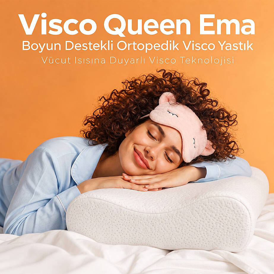 Visco Queen Ema Boyun Destekli Ortopedik Visco Yastık 55x35x12 cm 2'li - 7
