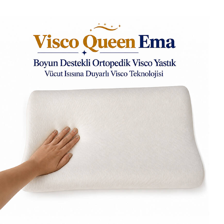 Visco Queen Ema Boyun Destekli Ortopedik Visco Yastık 55x35x12 cm - 5