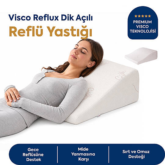 Visco Reflux Dik Açılı Silk Kumaş Reflü Yastığı 65x60x20 cm - 2