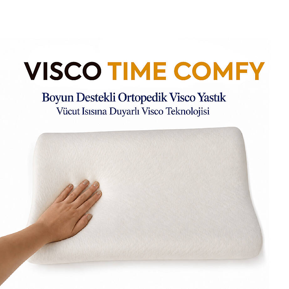 Visco Time Comfy Boyun Destekli Ortopedik Visco Yastık 50x32x11 cm 2'li - 5