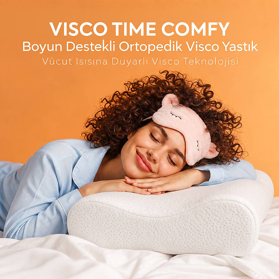 Visco Time Comfy Boyun Destekli Ortopedik Visco Yastık 50x32x11 cm 2'li - 7